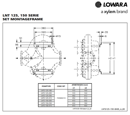 Lowara Base Mounting Kit Dimensions
