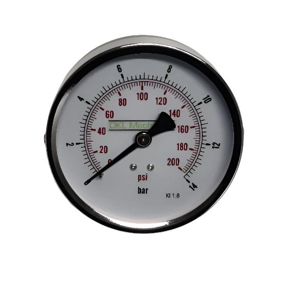 Back Entry Pressure Gauge 0-14 Bar