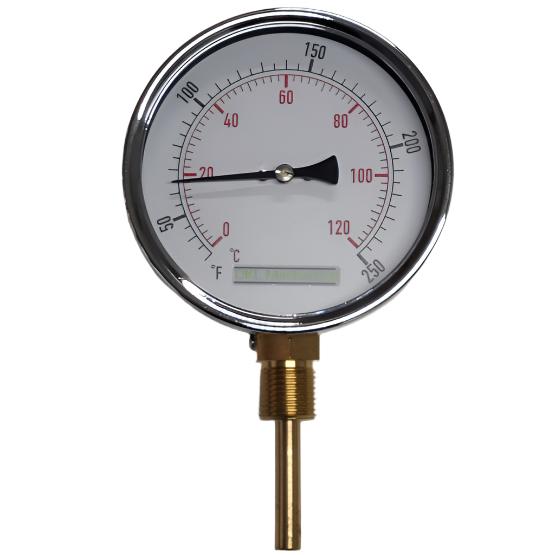 Bottom Entry Short Stem Temperature Gauge 0-120 Deg